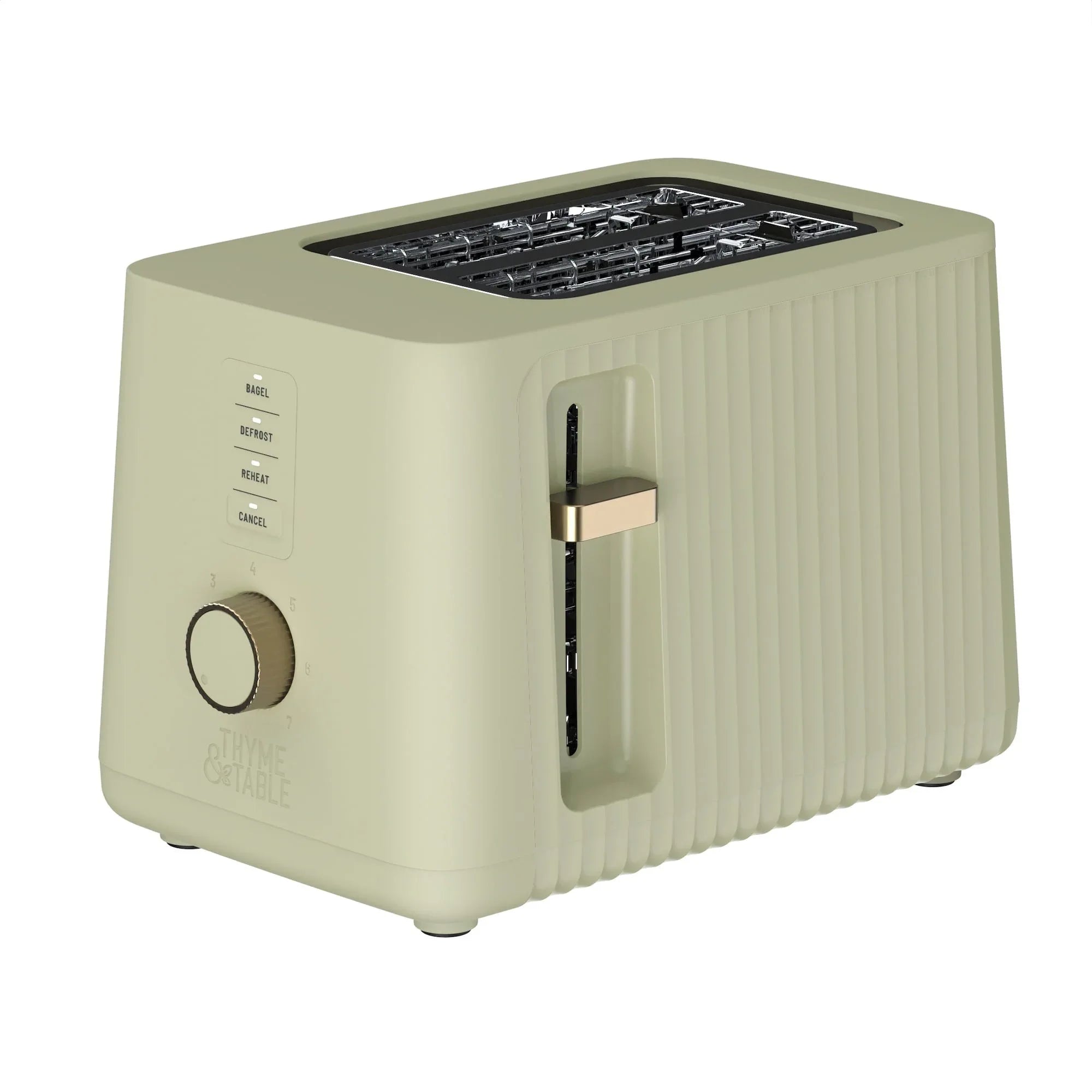 Thyme & Table 2-Slice Toaster, Extra-Wide Slots with Removable Crumb Tray, Dusty Moss - USA MEGA SHOP