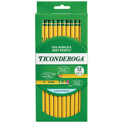 Ticonderoga Wood Pencils, Unsharpened, #2HB .3 mm Lead, Yellow, 12 Count