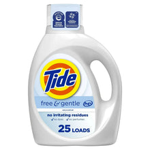 Tide Free & Gentle unscented laundry detergent bottle, 25 loads, with handle