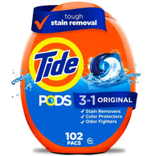 Tide PODS liquid laundry detergent container, Original scent, 102 pacs