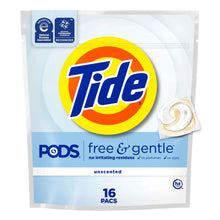 Tide PODS free & gentle liquid laundry detergent pacs bag, 16 count