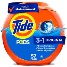 Tide PODS liquid laundry detergent container, Original scent, 57 pacs