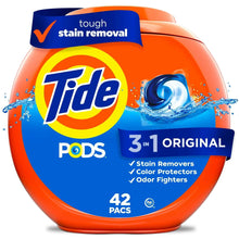 Tide PODS liquid laundry detergent container, Original scent, 42 pacs