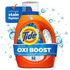 Tide Laundry Detergent Liquid, Ultra Oxi Boost, Advanced Stain Remover, 73 fl oz, 52 Loads