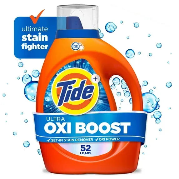 Tide Laundry Detergent Liquid, Ultra Oxi Boost, Advanced Stain Remover, 73 fl oz, 52 Loads - USA MEGA SHOP