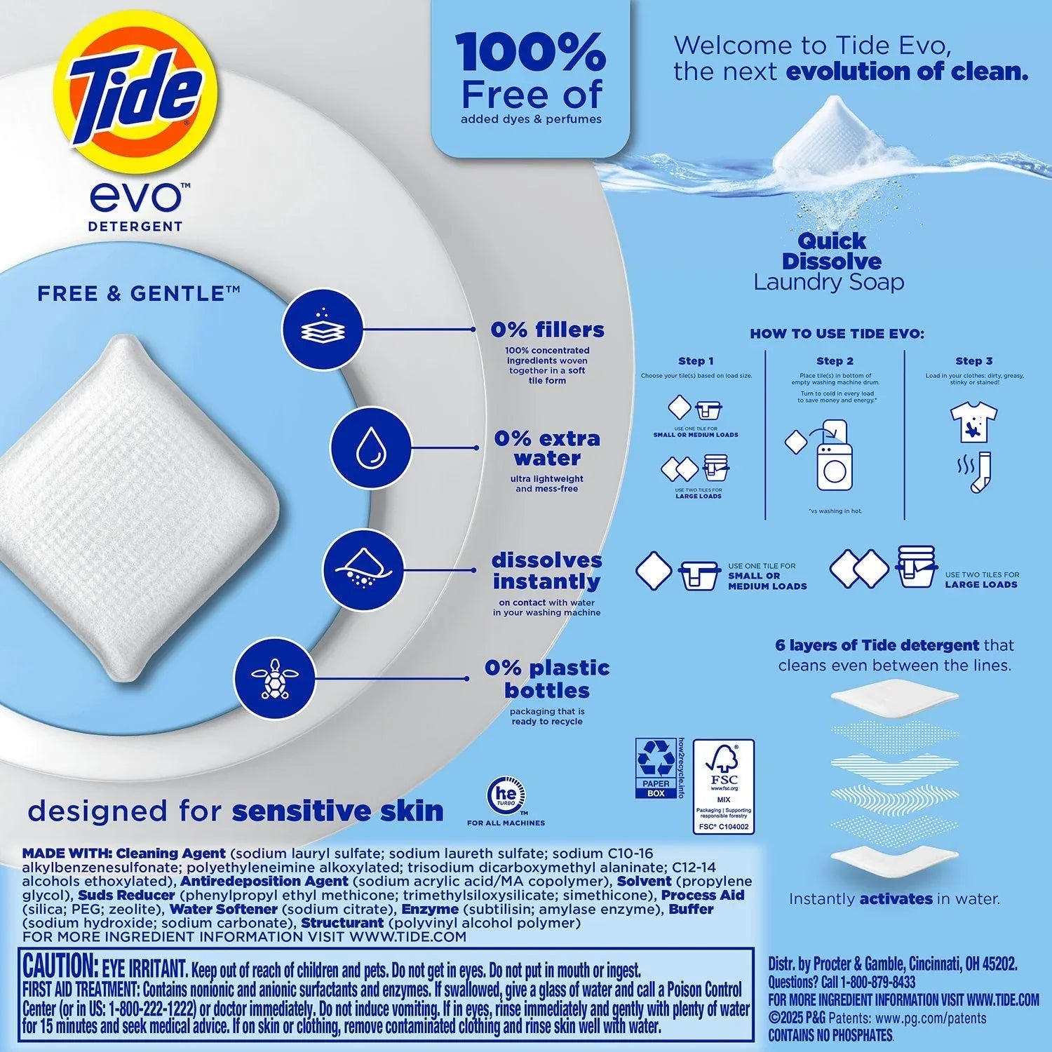 Tide Evo Laundry Detergent Fiber Tiles, Free & Gentle, 72 ct. - USA MEGA SHOP