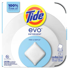 Tide evo detergent fiber tile pack with a white square tile window