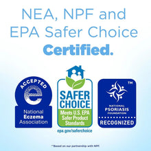 Laundry detergent certification graphic showing Safer Choice and eczema association icons
