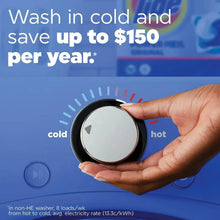 Washer temperature dial showing cold and hot settings