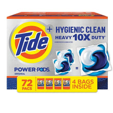 Tide Power-Pods laundry detergent pacs box, Hygienic Clean Heavy 10X Duty, 72-count
