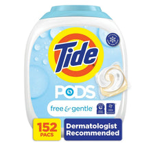 Tide PODS free & gentle laundry detergent pacs container with 152 count badge