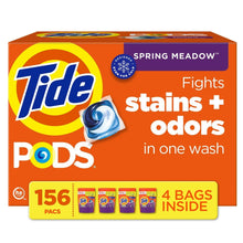 Tide PODS laundry detergent pacs, Spring Meadow box front with purple label