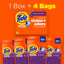 Tide PODS Spring Meadow box with four bagged detergent pacs set