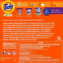 Tide PODS laundry detergent pacs box back with directions and ingredient panel