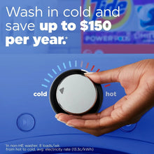 Laundry washer control with Tide detergent pods package shown behind.