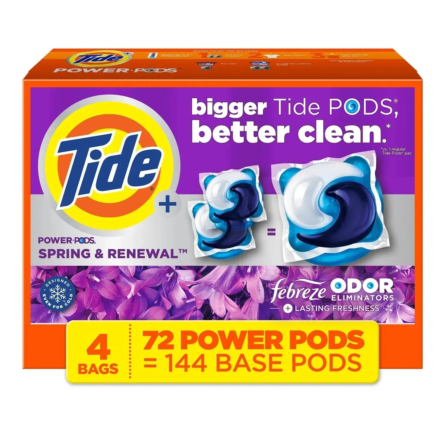 Tide Power PODS with Febreze Laundry Detergent Pacs, Spring & Renewal, 72 ct. - USA MEGA SHOP