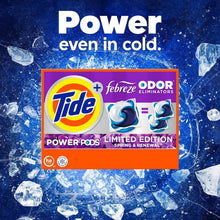 Limited edition Tide detergent pods box with blue pod icon and ice imagery.
