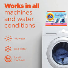 Laundry detergent pods box with washing machine graphic for hot and cold water.