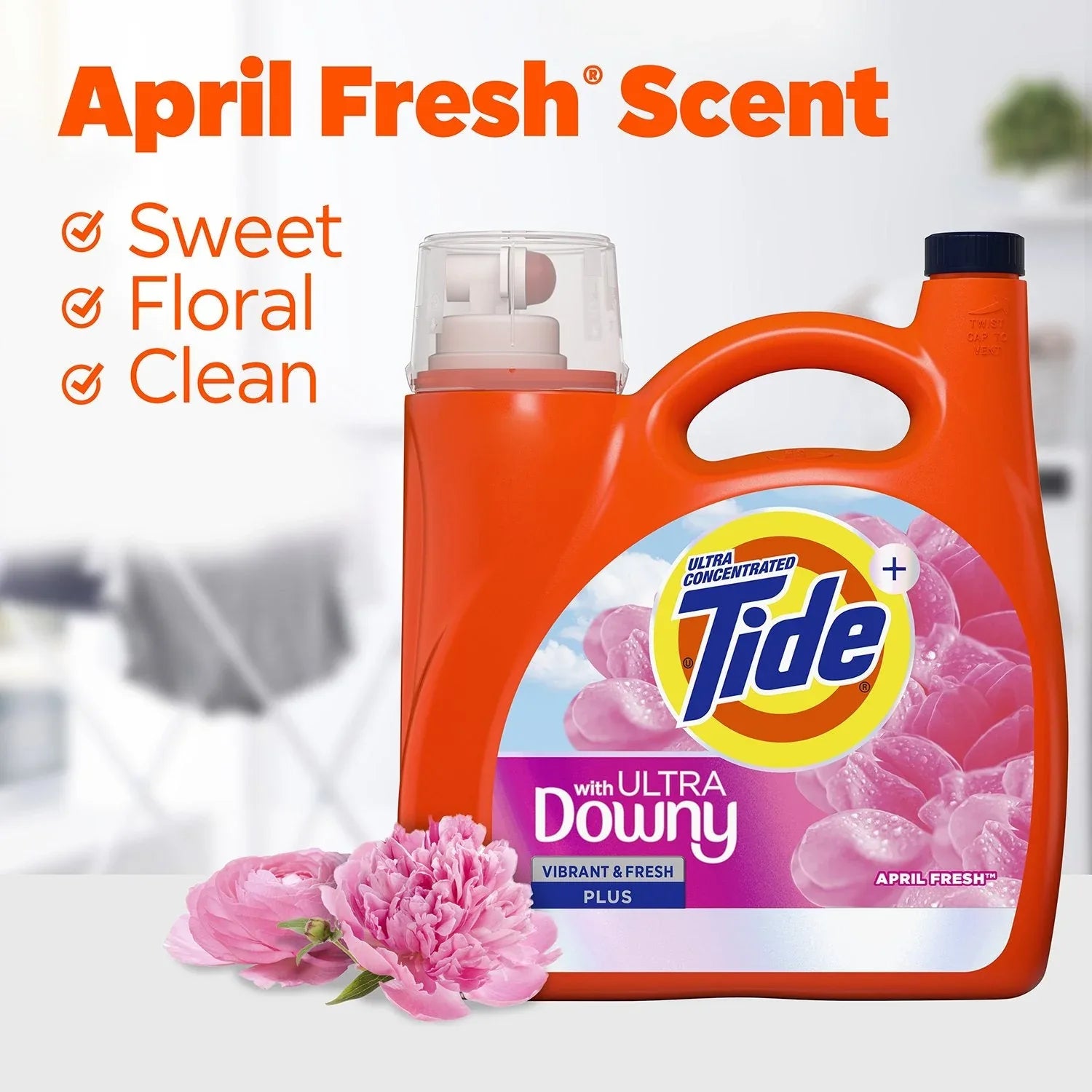 Tide with Ultra Downy Liquid Laundry Detergent, April Fresh Scent, 100 Loads, 128 fl oz - USA MEGA SHOP