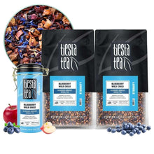 Tiesta Tea blueberry wild child herbal tea bundle: two pouches and one metal tin