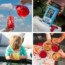 Tiesta Tea Blueberry Wild Child tin and cups of iced tea