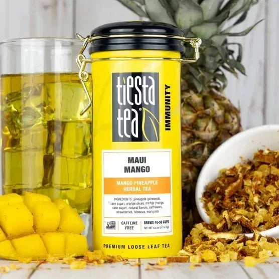 Tiesta Tea Maui Mango Herbal Loose Leaf Tea Bundle, Two 1 lb. Bags & 5.5 oz Tin