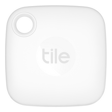 Tile Mate white square Bluetooth tracker with keyring hole