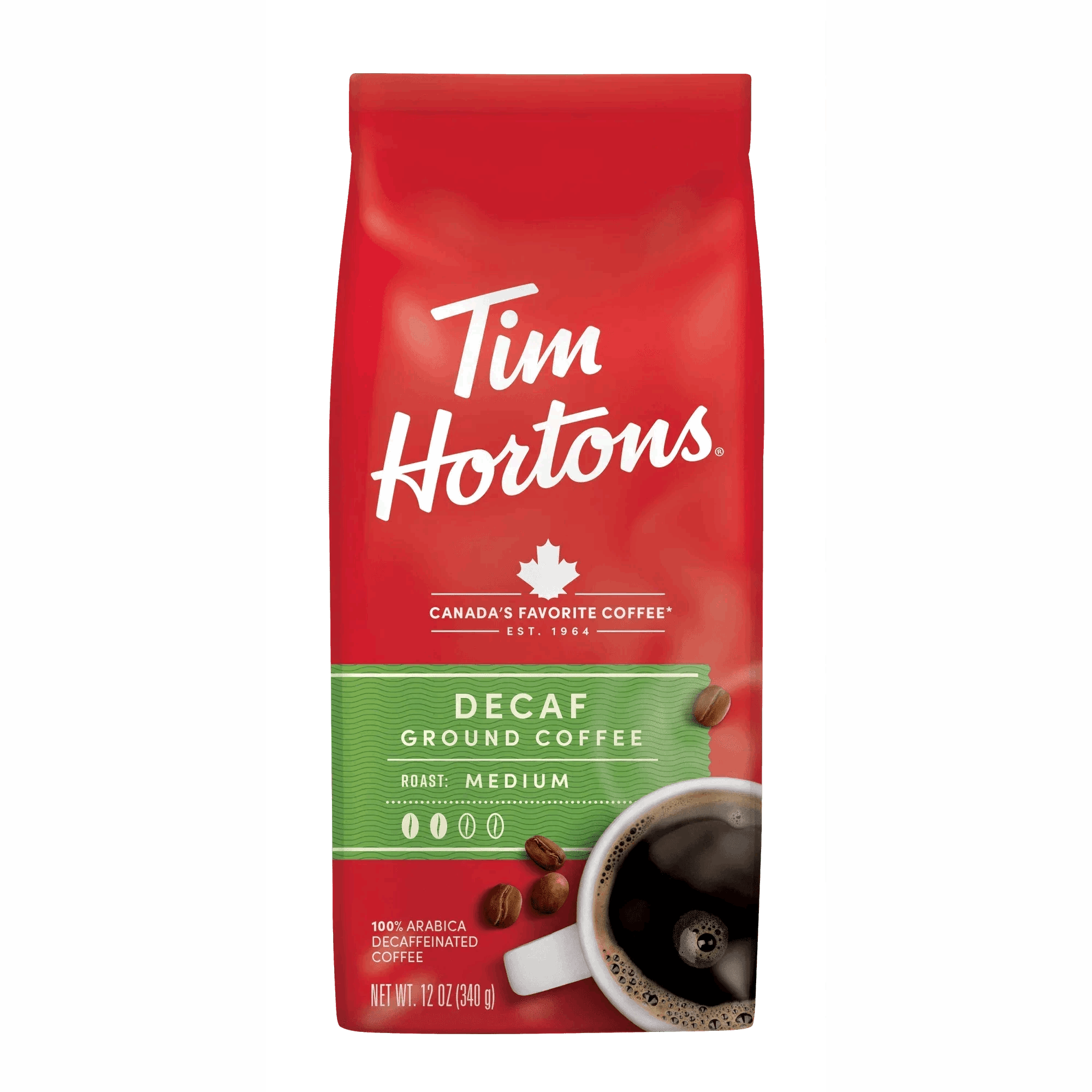 Tim Hortons Decaf Ground Coffee, 12oz Bag