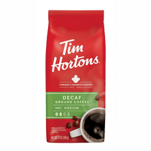 Tim Hortons decaf ground coffee bag, medium roast, 12 oz