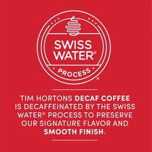 Swiss Water process decaf coffee certification seal for smooth flavor.