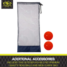 Mesh carry bag with two red pickleballs included