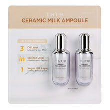 TirTir Ceramic Milk Ampoule box with two small clear bottles and silver caps