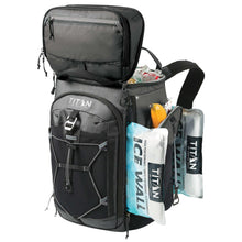 26-can backpack cooler open front with compartments and side storage for bottles