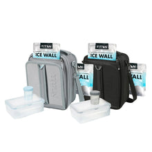Two-pack insulated lunch cooler bags with ice wall inserts and two clear ice containers