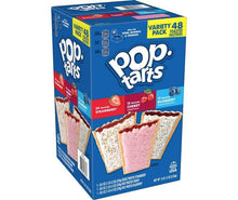Pop-Tarts toaster pastry variety pack box with mixed strawberry, cherry, and blueberry