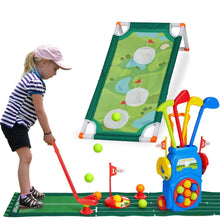 Junior putting mat game with ball cart and colorful club set