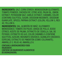 Ingredients list for tomato chicken bouillon jar