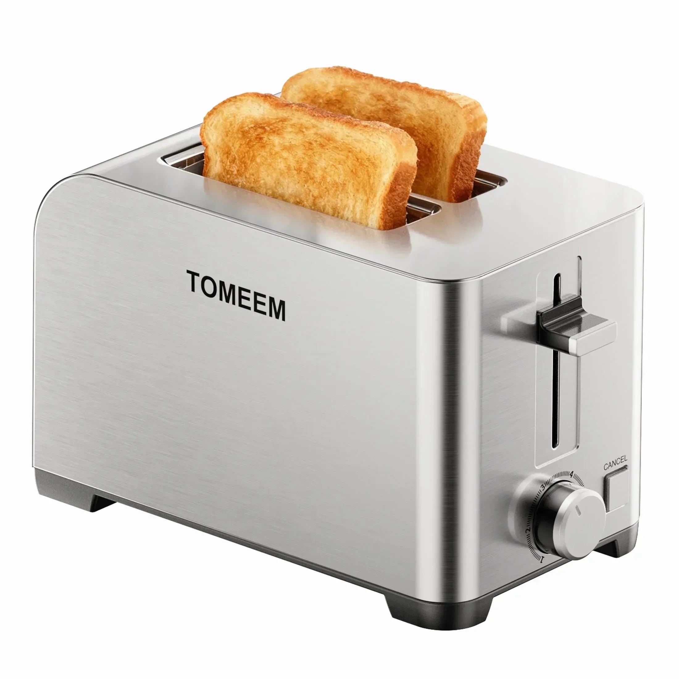 Tomeem 2-Slice Toaster with 6 Shade Settings, Removable Crumb Tray and Self-centering Guide, Stainless Steel