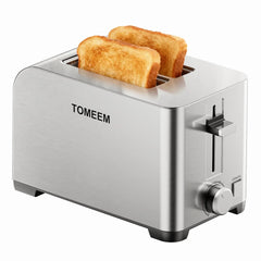 Tomeem 2-Slice Toaster with 6 Shade Settings, Removable Crumb Tray and Self-centering Guide, Stainless Steel