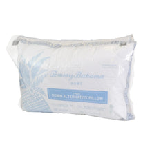 Down alternative pillow 2-pack bag with blue leaf print and Tommy Bahama Home label