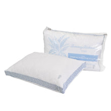 Quilted down alternative pillow with blue border and leaf pattern, 2-pack