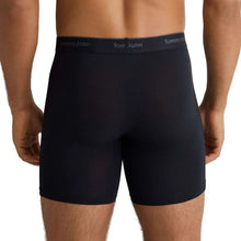 Tommy John men's boxer briefs in black with wide branded waistband.