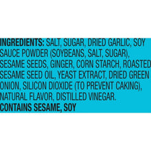 Seasoning ingredients panel listing salt, sugar, garlic, soy sauce powder, and sesame