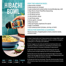 Seasoning Hibachi Bowl recipe card showing ingredients and prep steps