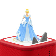 Cinderella audio play figurine in blue gown on red speaker base with gray tops