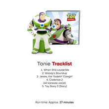 Toy Story Buzz and Woody Tonie figurines with story card