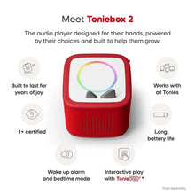 Sunset red Toniebox 2 audio player with top display window