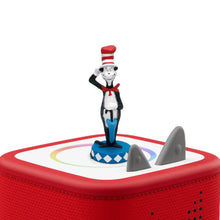 tonies Cat in the Hat figurine on blue patterned base with striped red hat