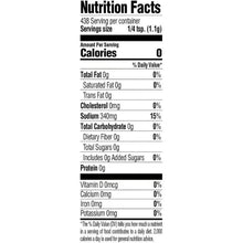 Creole seasoning can Nutrition Facts panel, serving size and calories shown