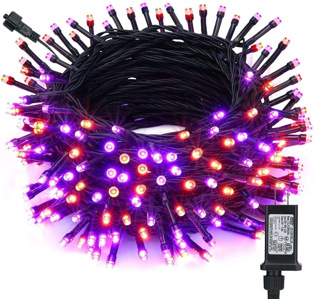 Toodour Orange & Purple Halloween Lights, 82ft 200 LED Plug in Halloween String Lights with 8 Modes, Memory & Timer Function, Connectable Halloween Outdoor Lights for Home, Garden, Halloween Decor - USA MEGA SHOP